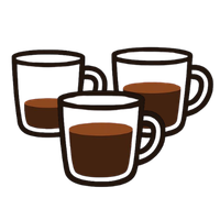 Illustration of a glasses coffee cup with a dark brown liquid on a white background