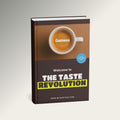 Book titled 'The Taste Revolution' with a Gustosa coffee cup on the cover against a gray background