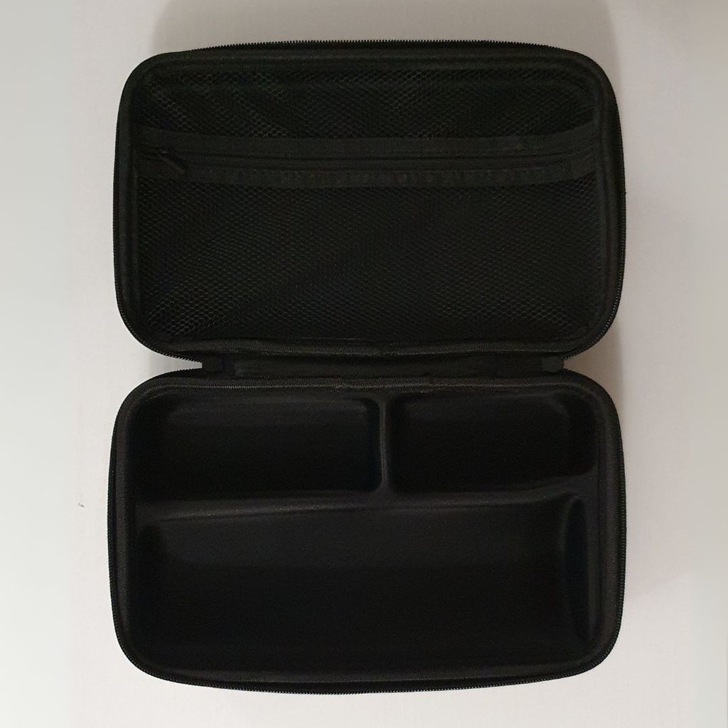 Open Gustosa travel bag with compartments for coffee maker and accessories